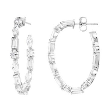 Rosabella Sterling Silver Cubic Zirconia Hoop Earrings