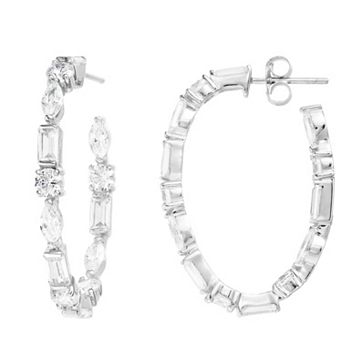 Rosabella Sterling Silver Cubic Zirconia Hoop Earrings