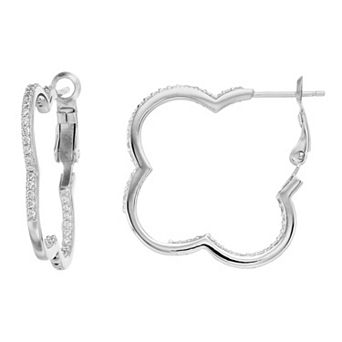 Rosabella Sterling Silver Quatrefoil Cubic Zirconia Earrings