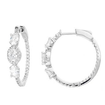 Rosabella Sterling Silver Cubic Zirconia Hoop Earrings