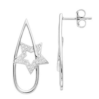 Rosabella Sterling Silver Cubic Zirconia Star Earrings
