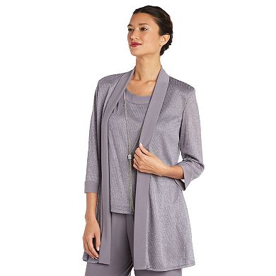 Petite R&M Richards 2-piece Ribbed Top & Pants Set