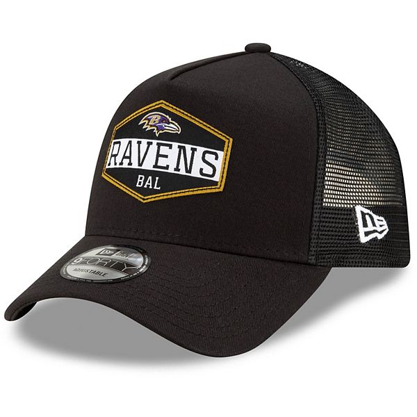 Men's New Era Black Baltimore Ravens A-Frame - 9FORTY Snapback Hat