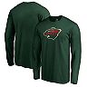 Men's Fanatics Branded Green Minnesota Wild Primary Team Logo Long Sleeve T-Shirt