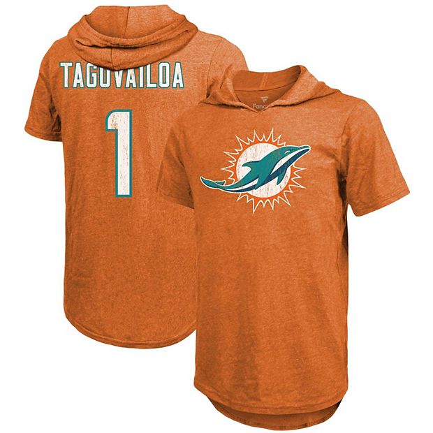 Men's Majestic Threads Tua Tagovailoa Orange Miami Dolphins Player Name &  Number Tri-Blend Hoodie T