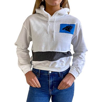 Women's Refried Apparel White Carolina Panthers Sustainable Crop Dolman Pullover Hoodie