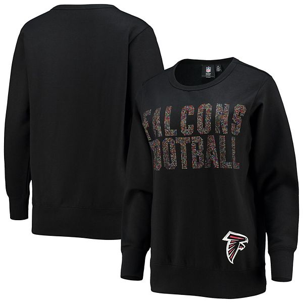 Women's G-III Sports by Carl Banks Black Atlanta Falcons Bling Crew  Pullover Sweatshirt