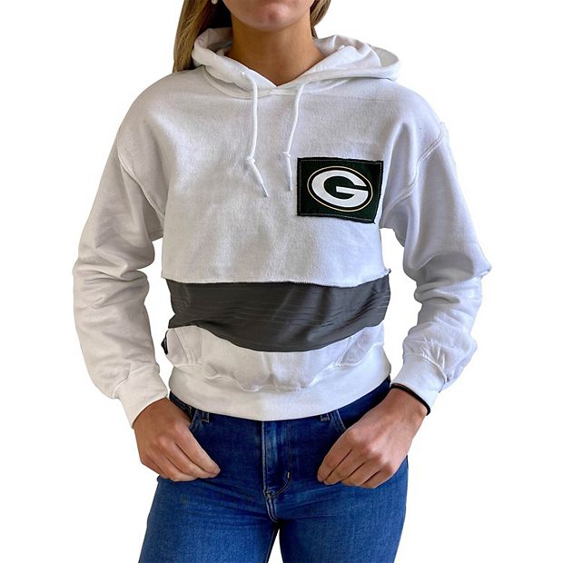 Women's Refried Apparel White Green Bay Packers Crop Pullover