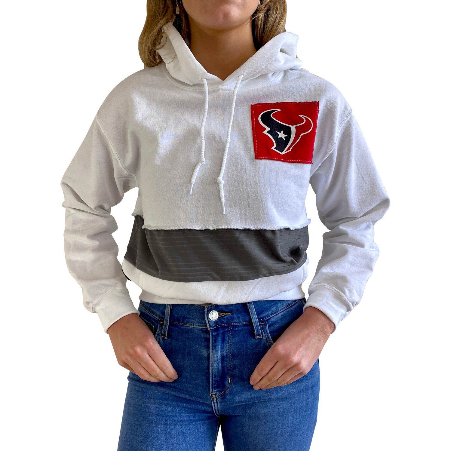 Image for Unbranded Women's Refried Apparel White Houston Texans Crop Pullover Hoodie at Kohl's.