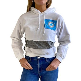 Women's Refried Apparel White Miami Dolphins Crop Dolman Pullover Hoodie