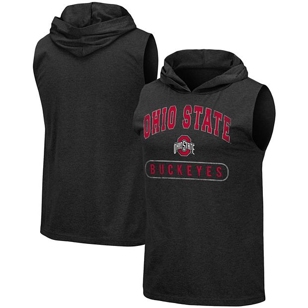 Men s Colosseum Heathered Black Ohio State Buckeyes Varsity Hoodie Tank Top