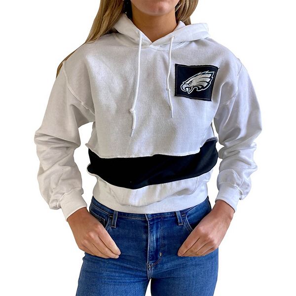 Women's Refried Apparel White Philadelphia Eagles Crop Pullover Hoodie