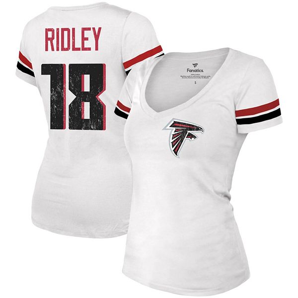 Women's Majestic Threads Calvin Ridley White Atlanta Falcons Name & Number  V-Neck T-Shirt