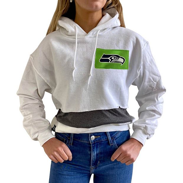 Women's Refried Apparel White Seattle Seahawks Crop Pullover Hoodie