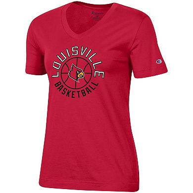 Women's Champion Red Louisville Cardinals Basketball V-Neck T-Shirt