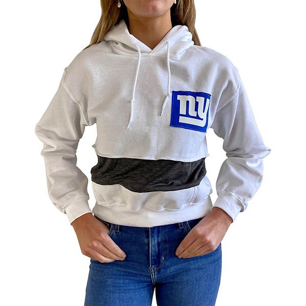 Women's Refried Apparel White New York Giants Crop Pullover Hoodie