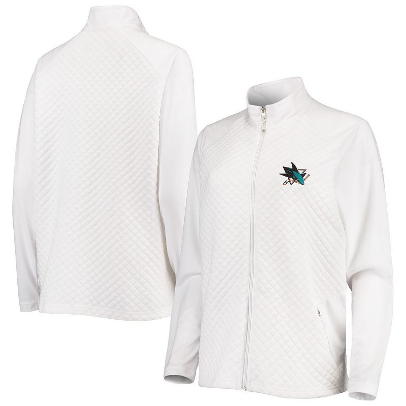Womens Antigua White San Jose Sharks Gossamer Full-Zip Jacket, Size: 2XL