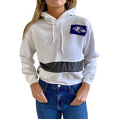 Cuce Purple Baltimore Ravens Crystal Logo Cropped Pullover Hoodie