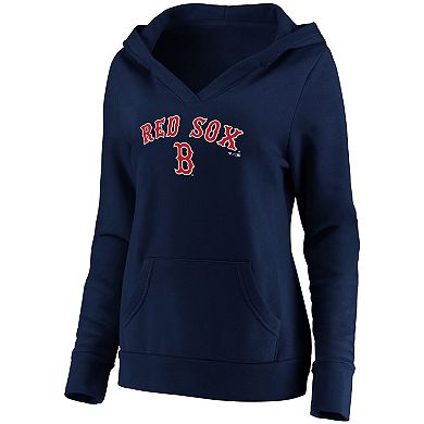 Women's Fanatics Branded Navy Boston Red Sox Core Team Lockup V-Neck Pullover Hoodie