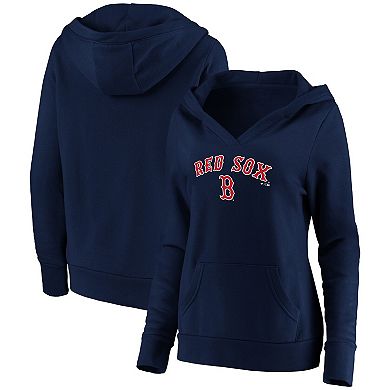 Women's Fanatics Branded Navy Boston Red Sox Core Team Lockup V-Neck Pullover Hoodie