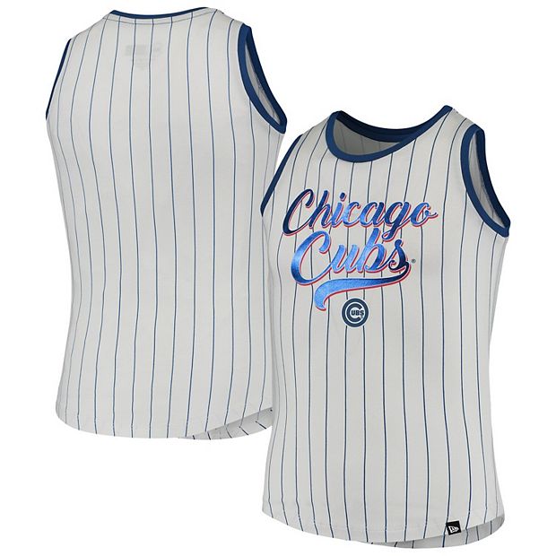 New Era Chicago Cubs Womens Pinstripe T-Shirt - White