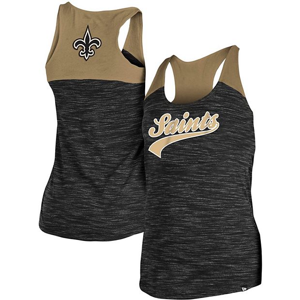 Women's New Era Gold/Black New Orleans Saints Space Dye Racerback Tank Top