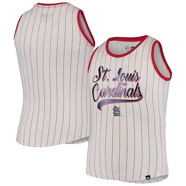 St. Louis Cardinals New Era Pinstripe Baseball T-Shirt - White/Red