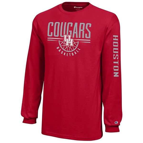 Youth Champion Red Houston Cougars Basketball Long Sleeve T-Shirt