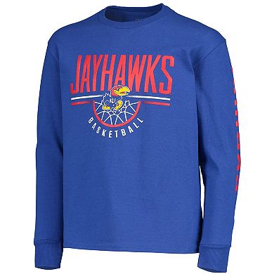 Youth Champion Royal Kansas Jayhawks Basketball Long Sleeve T-Shirt