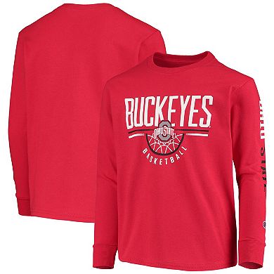 Youth Champion Scarlet Ohio State Buckeyes Basketball Long Sleeve T-Shirt