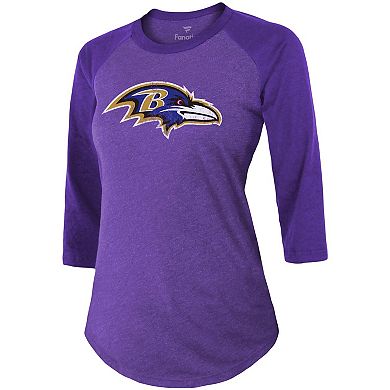 Women's Fanatics Branded Lamar Jackson Purple Baltimore Ravens Team Player Name & Number Tri-Blend Raglan 3/4-Sleeve T-Shirt