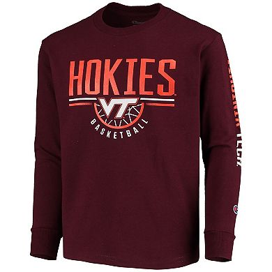 Youth Champion Maroon Virginia Tech Hokies Basketball Long Sleeve T-Shirt