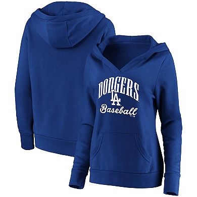 Women's Fanatics Branded Royal Los Angeles Dodgers Victory Script Crossover Neck Pullover Hoodie