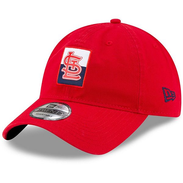 Men's New Era Red St. Louis Cardinals Split Logo 9TWENTY Adjustable Hat