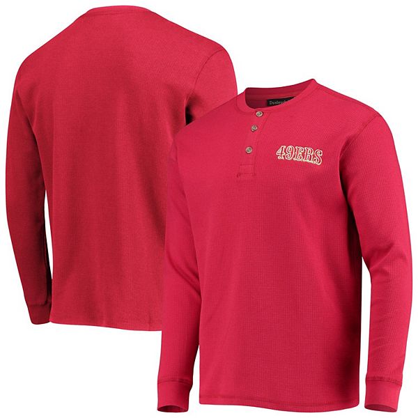 Men's Dunbrooke Scarlet San Francisco 49ers Logo Maverick Thermal Henley Long  Sleeve T-Shirt