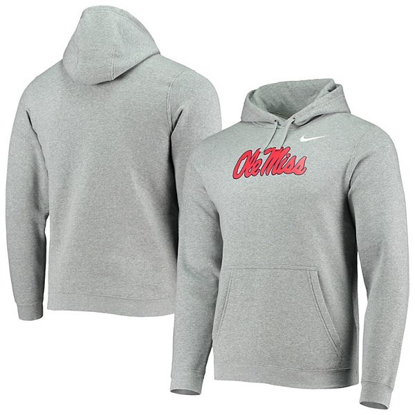 Men s Nike Heathered Gray Ole Miss Rebels Club Pullover Hoodie