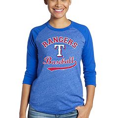 Women's Majestic Threads Royal Texas Rangers Scoop Neck Racerback Side Tie  Tri-Blend Tank Top