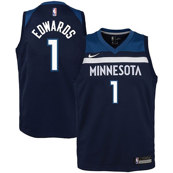Anthony Edwards Minnesota Timberwolves Autographed Framed Nike Navy Diamond Swingman  Jersey