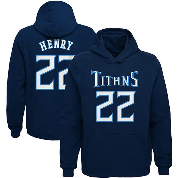 Youth Derrick Henry Navy Tennessee Titans Mainliner Player Name & Number  Fleece Pullover Hoodie