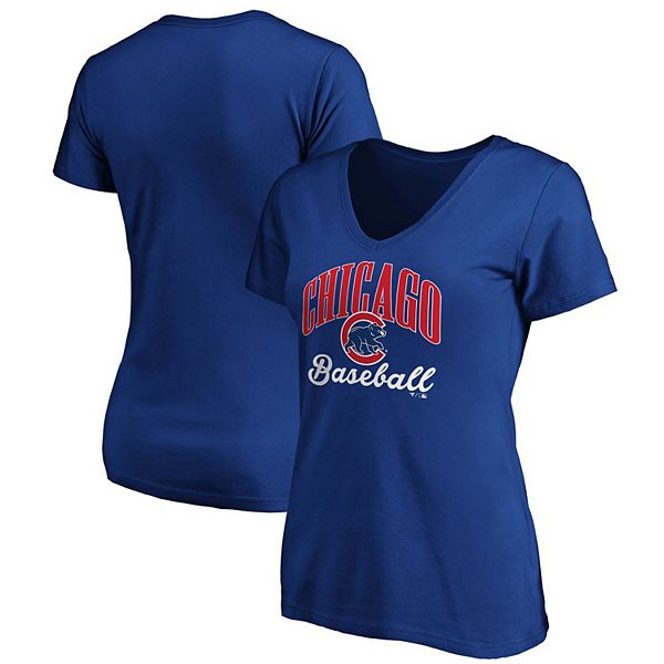 Chicago Cubs Fanatics Branded Women's Victory Script V-Neck Long