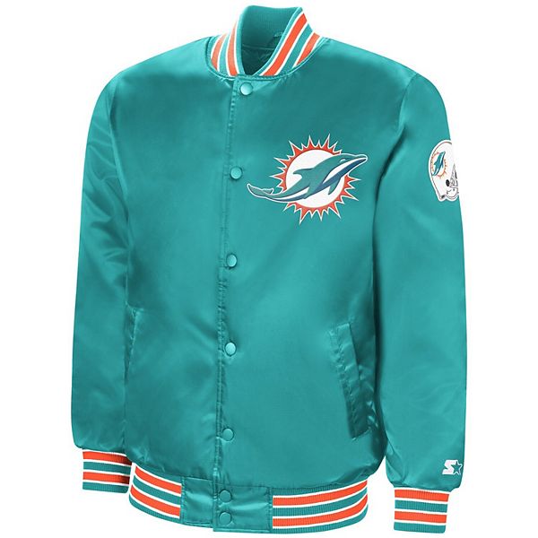 Men's Starter White/Aqua Miami Dolphins Retro The All-American Full-Snap  Jacket