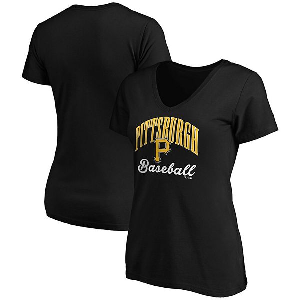 Women's Fanatics Branded Black Pittsburgh Pirates Victory Script V-Neck T- Shirt