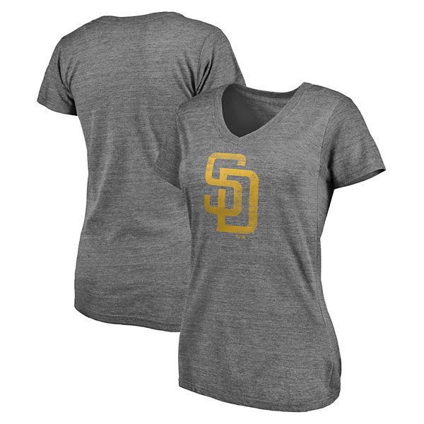 Women's San Diego Padres Fanatics Branded Heathered Gray Core Weathered  Tri-Blend V-Neck T-Shirt