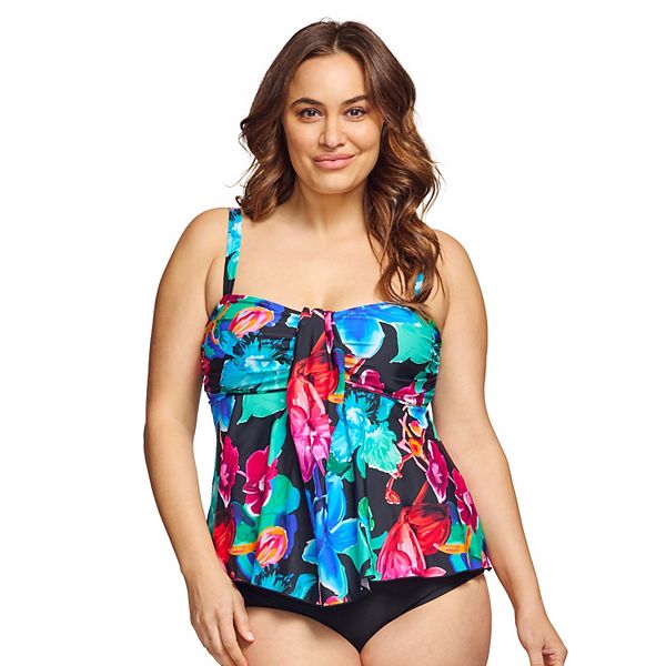 Plus Mazu Swim Waist-Minimizer Bandeau Tankini Top