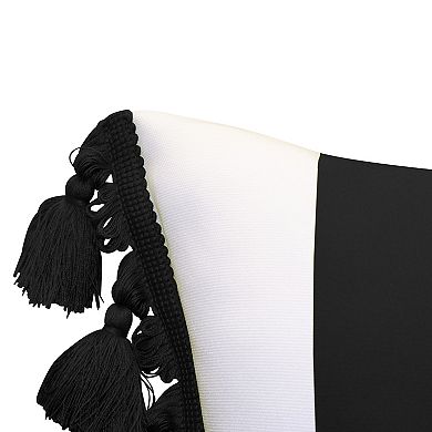 Edie@Home Indoor Outdoor Colorblock Tassel Fringe Throw Pillow