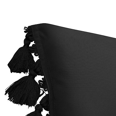 Edie@Home Indoor Outdoor Colorblock Tassel Fringe Throw Pillow