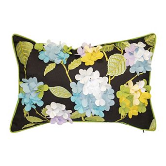 Edie@Home Indoor Outdoor Dimensional Hydrangea Throw Pillow