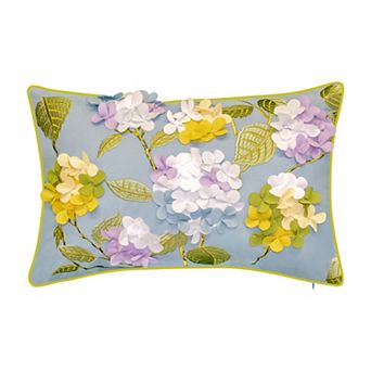 Edie@Home Indoor Outdoor Dimensional Hydrangea Throw Pillow