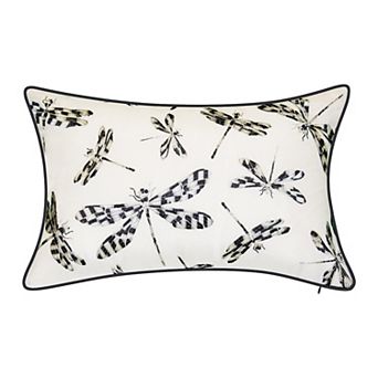 Edie@Home Indoor Outdoor Embroidered Dragonflies Throw Pillow