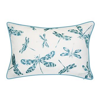 Edie@Home Indoor Outdoor Embroidered Dragonflies Throw Pillow